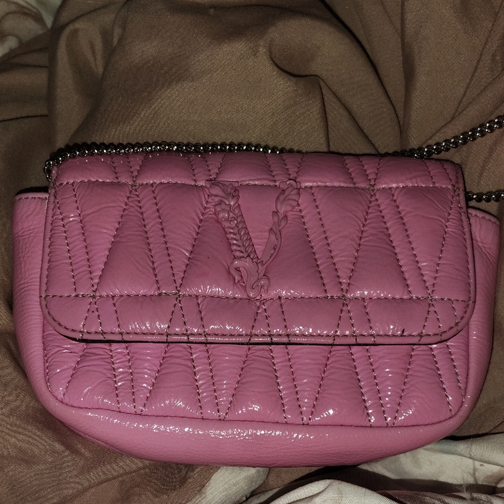 Versace Pink Diamond-Pattern Crossbody Bag